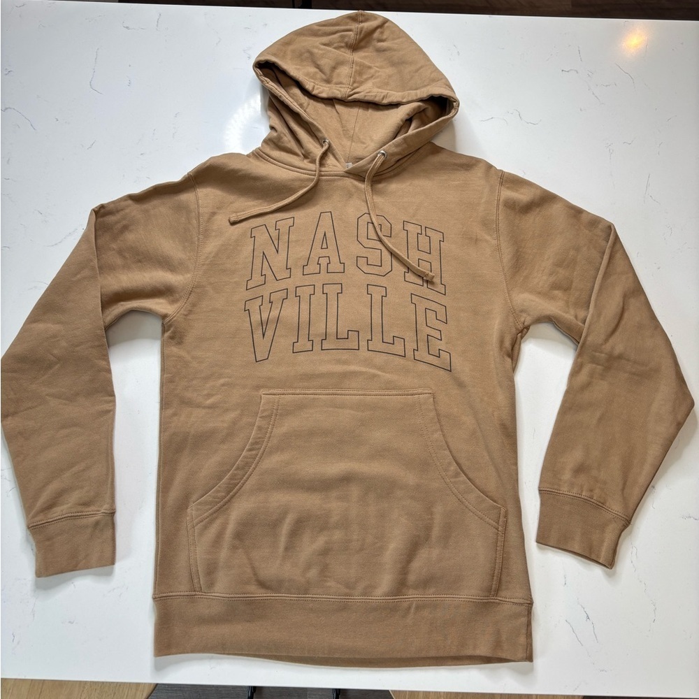 Independent trading company Nashville hoodie tan unisex size small